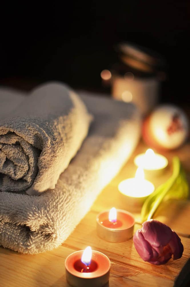 picture of a towel with flowers at a spa